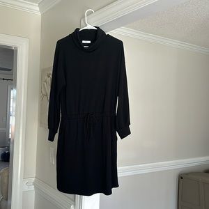 Blue Door Boutique-Cheris-black-Long sleeve-Draw Waist Knit dress-size large